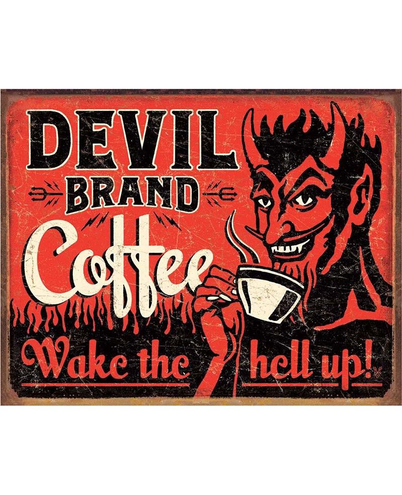 Tablica metalowa Devil Brand Coffee 40 cm x 32 cm