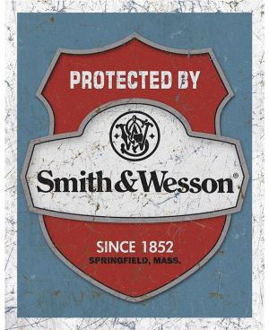 Tablica metalowa Smith & Wesson - Protected 32 cm x 40 cm