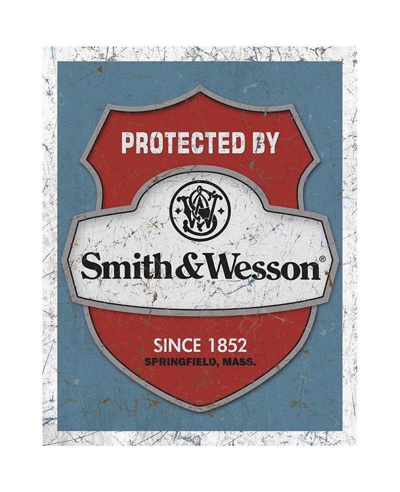 Plechová cedule Smith & Wesson - Protected 32 cm x 40 cm