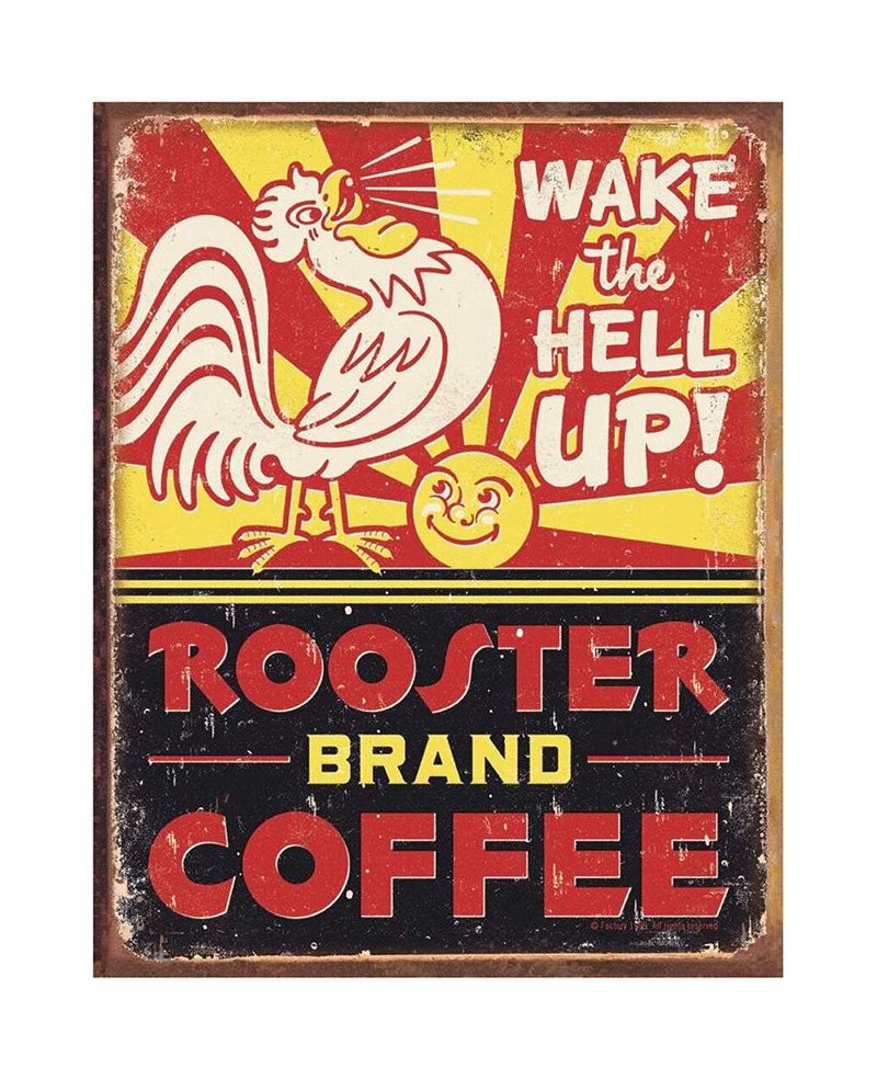 Plechová cedule Rooster Brand Coffee 40 cm x 32 cm