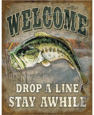 Tablica metalowa Welcome Bass Fishing 40 cm x 32 cm