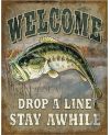 Tablica metalowa Welcome Bass Fishing 40 cm x 32 cm