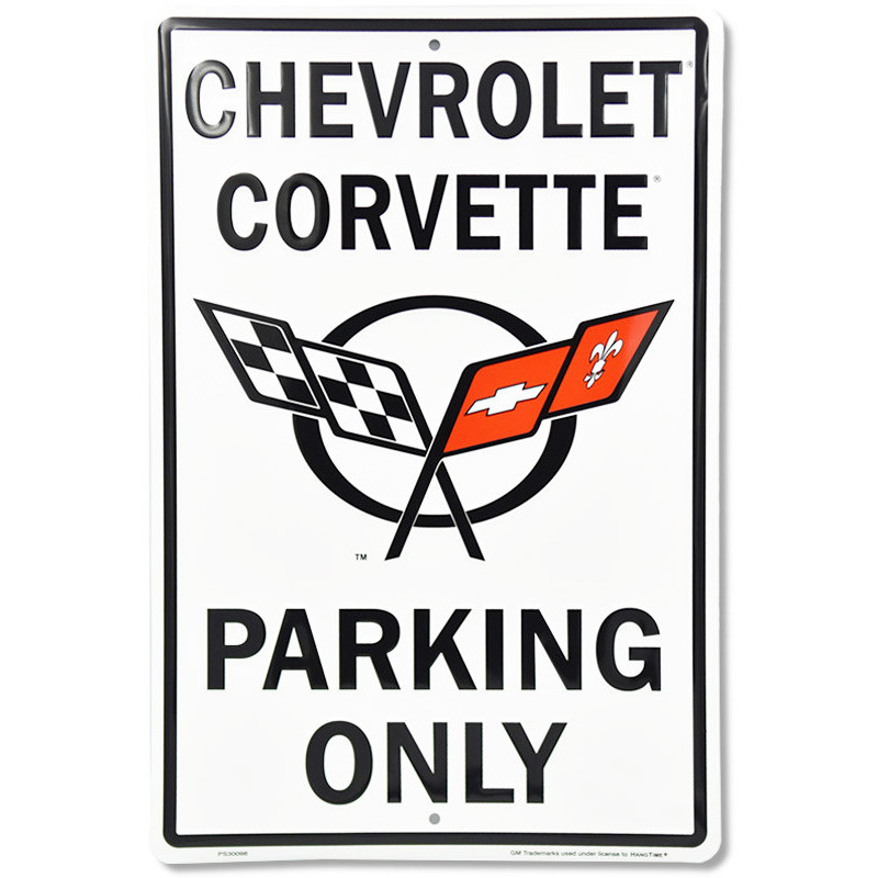 Plechová cedule Chevrolet Corvette Parking 30cm x 45 cm