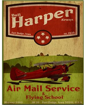 Plechová cedule Harper Air Mail Service 40 cm x 32 cm