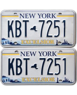 Tablica rejestracyjna USA New York KBT 7251 para