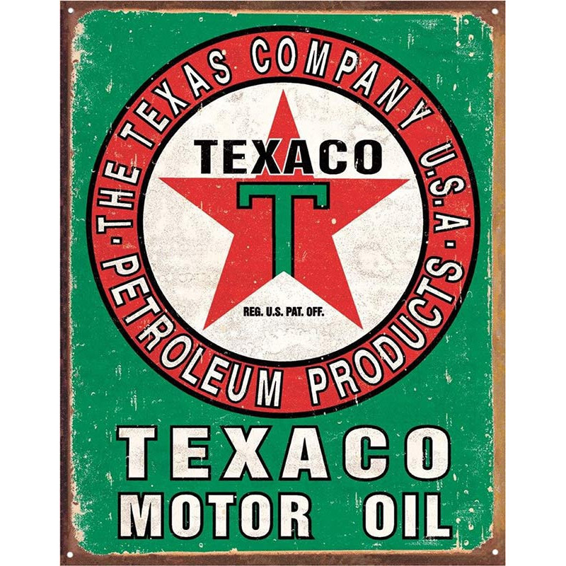 Plechová cedule Texaco Oil Weathered 32 cm x 40 cm