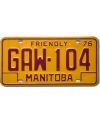 Kanadyjska tablica rejestracyjna Manitoba 1976 Friendly GAW-104