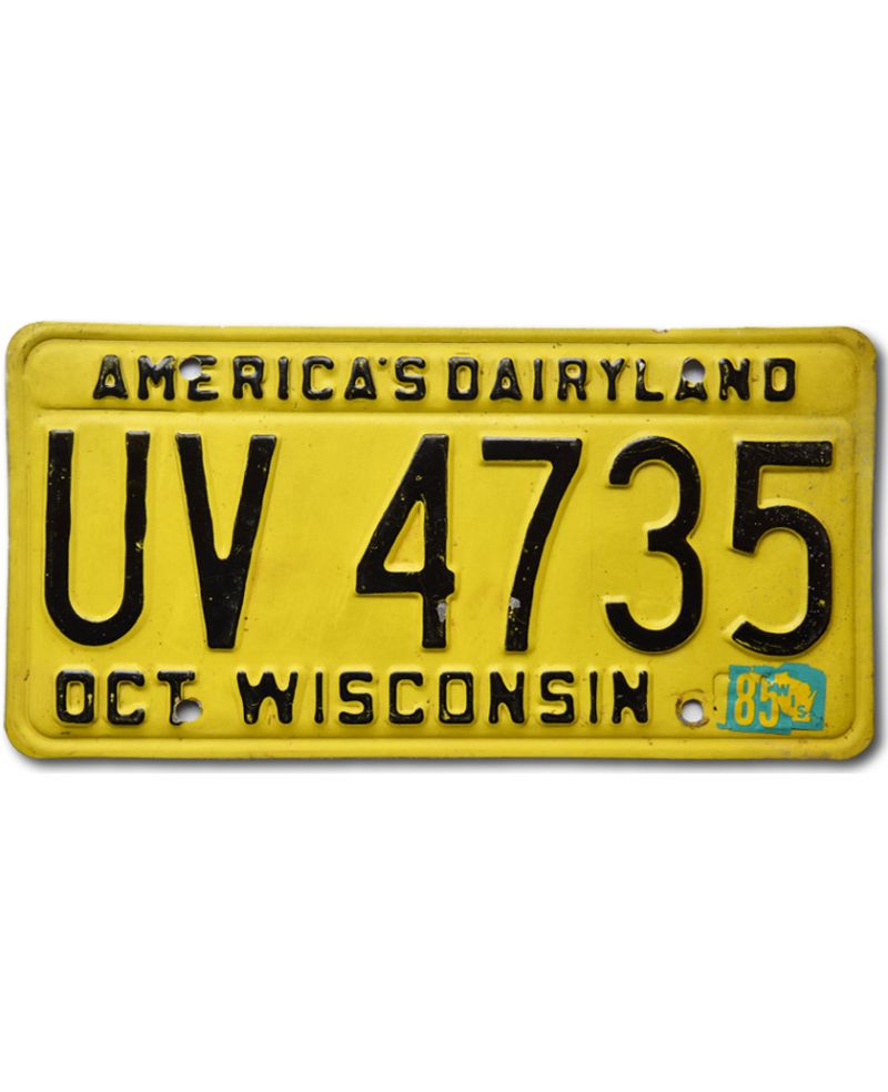 Tablica rejestracyjna USA Wisconsin Yellow UV 4735