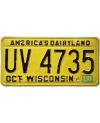 Tablica rejestracyjna USA Wisconsin Yellow UV 4735