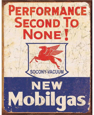 Plechová cedule Mobilgas - 2nd to None 40 cm x 32 cm