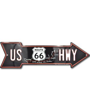 Plechová cedule US 66 Highway arrow 15 cm x 50 cm