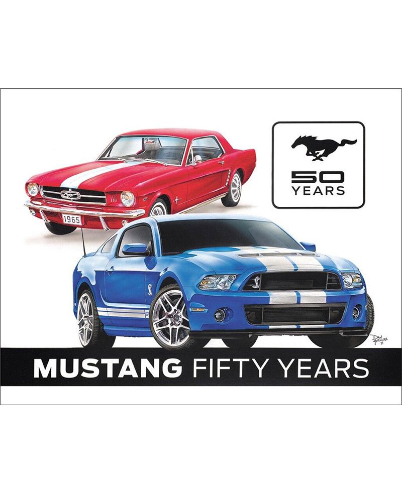 Plechová cedule Ford Mustang Fifty Years 40 cm x 32 cm