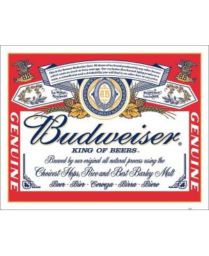 Plechová cedule Budweiser Label 32 cm x 40 cm