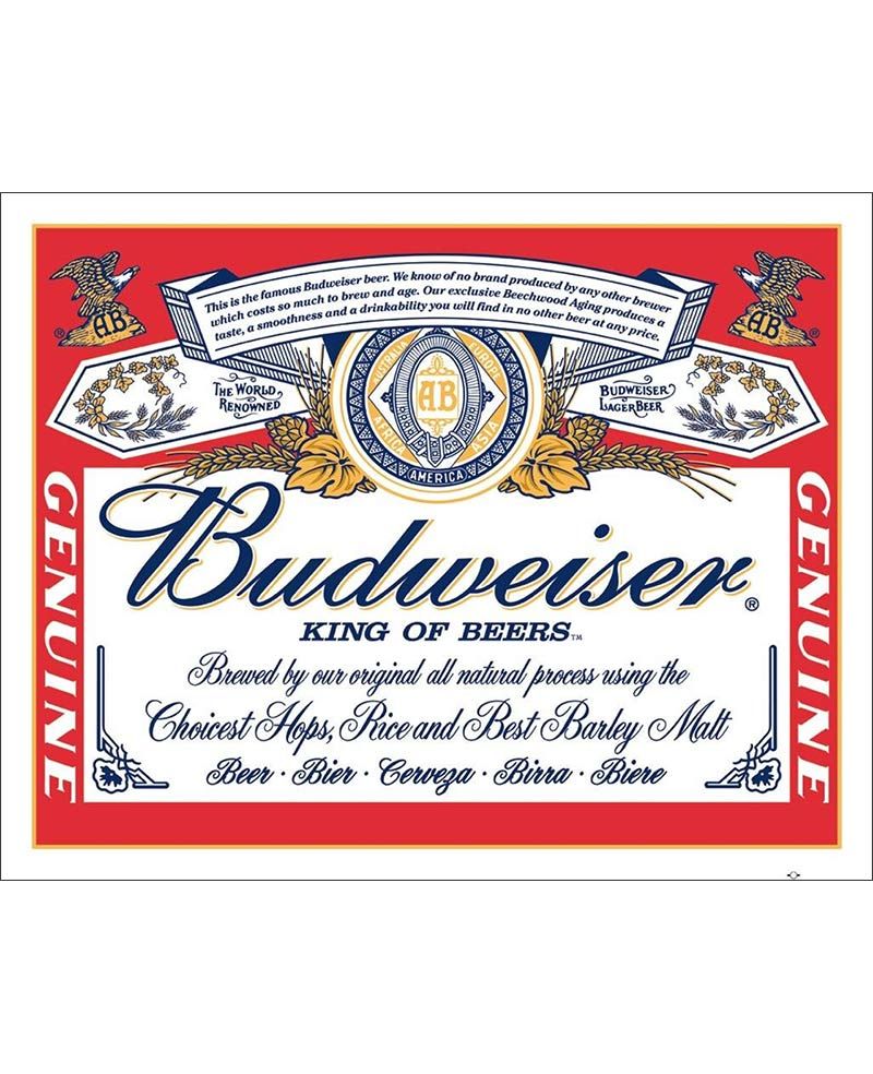 Tablica metalowa Budweiser Label 32 cm x 40 cm