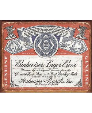 Plechová cedule Budweiser Historic Label 32 cm x 40 cm