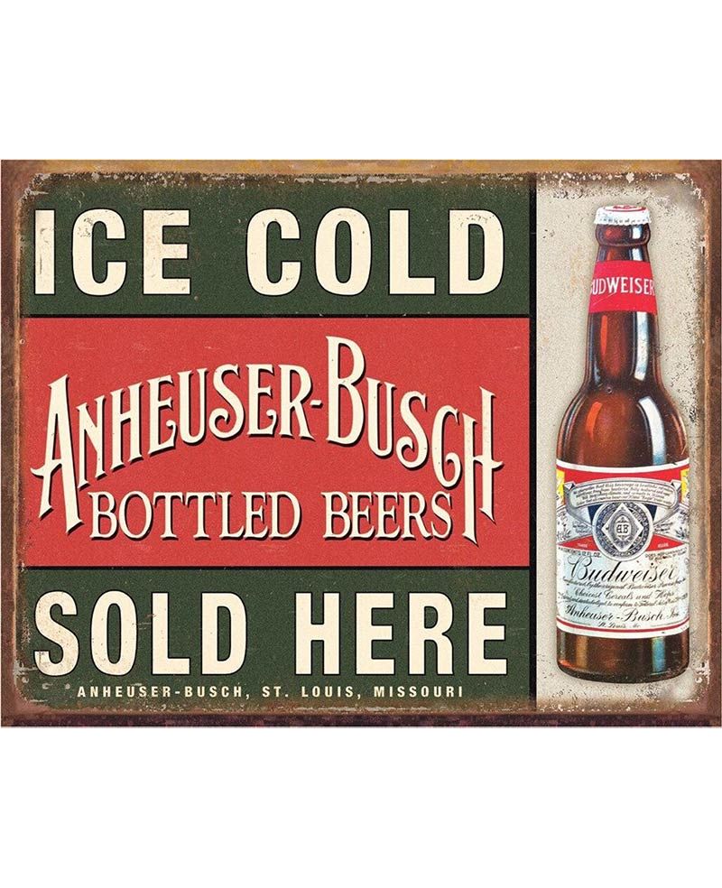 Plechová cedule Anheuser Busch Ice Cold 32 cm x 40 cm