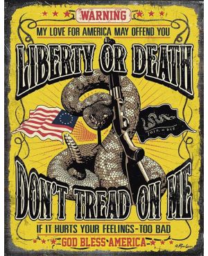 Tablica metalowa Dont Tread On Me Warning 32 cm x 40 cm