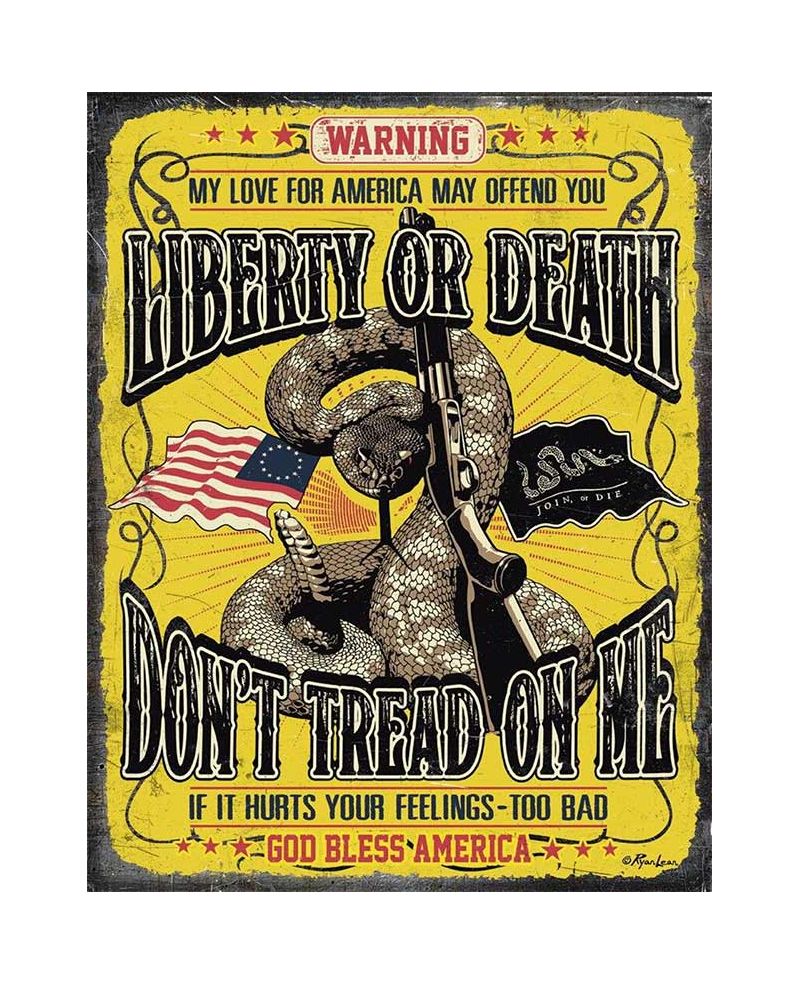 Plechová cedule Dont Tread On Me Warning 32 cm x 40 cm