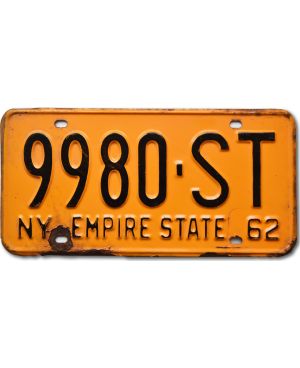 Tablica rejestracyjna USA New York 1962 Yellow 9980-ST