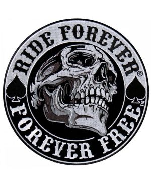 Moto nášivka Ride Forever Spade Skull 12 cm