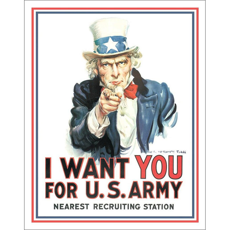 Plechová cedule Uncle Sam I Want You 40 cm x 32 cm