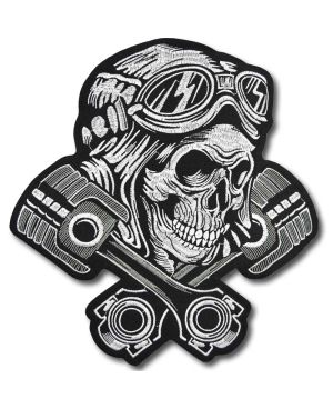 Naszywka duża Pistons Skull XXL na plecy 28 cm x 26 cm