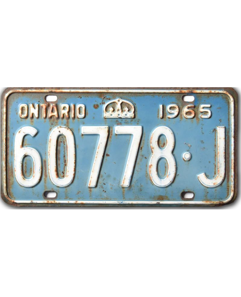 Kanadyjska tablica rejestracyjna Ontario 1965 Blue 60778-J