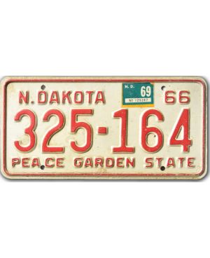 Tablica rejestracyjna USA North Dakota 1966 Garden State 325-164