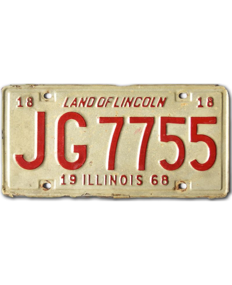 Tablica rejestracyjna USA Illinois 1968 White JG 7755