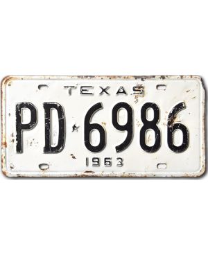 Tablica rejestracyjna USA Texas 1963 White PD-6986