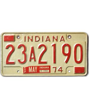 Tablica rejestracyjna USA Indiana 1974 White 23A2190