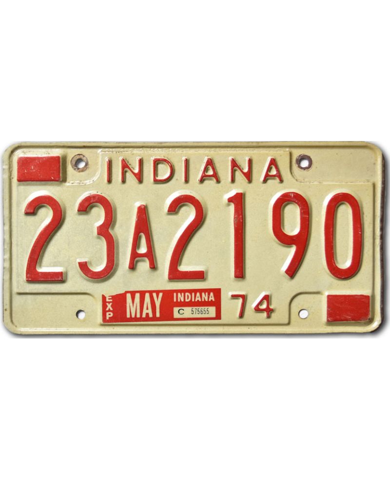 Tablica rejestracyjna USA Indiana 1974 White 23A2190