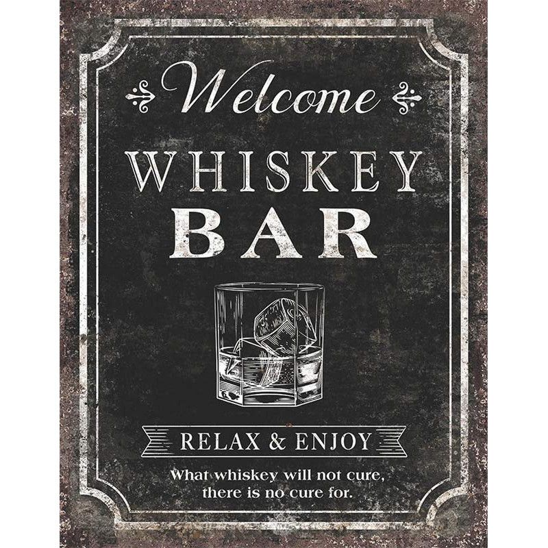 Plechová cedule Whiskey Bar 32 cm x 40 cm