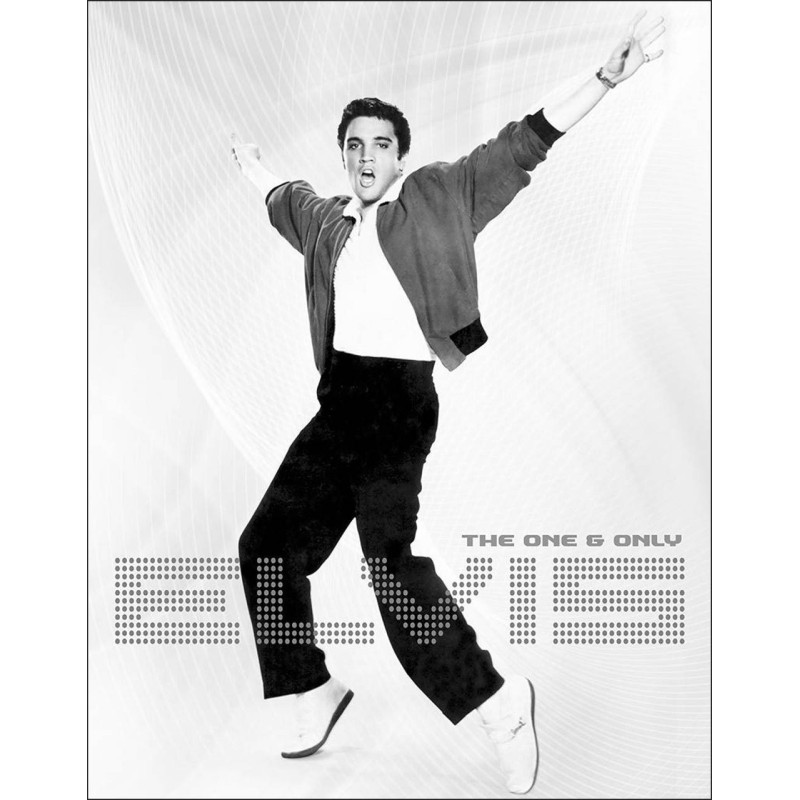 Plechová cedule Elvis Presley Black and White 40 cm x 32 cm