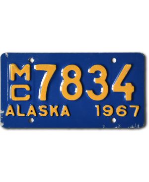 Motocyklowa Tablica Rejestracyjna USA Alaska 1967 Blue MC 7834