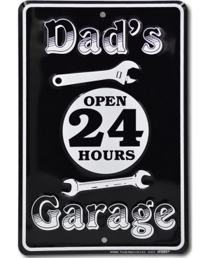 Plechová cedule Dads garage open 24 hours 20 cm x 30 cm
