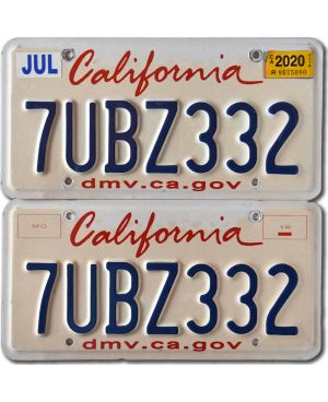 Tablica rejestracyjna USA California 7UBZ332 para