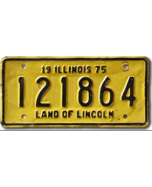 Motocyklowa Tablica Rejestracyjna USA Illinois 1975 Yellow 121864