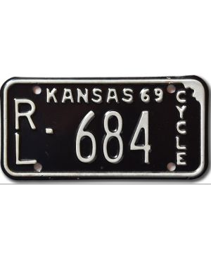 Motocyklowa Tablica Rejestracyjna USA Kansas 1969 RL 684