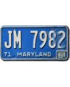 Tablica rejestracyjna USA Maryland 1971 Blue JM 7982