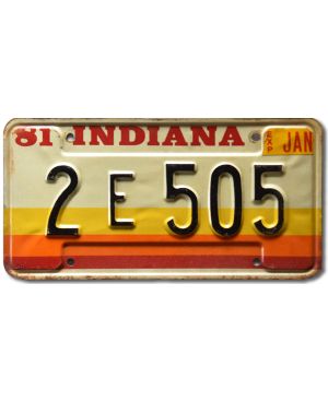 Tablica rejestracyjna USA Indiana 1981 Stripes 2 E 505