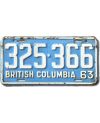 Kanadyjska tablica rejestracyjna British Columbia 1963 Blue 325-366