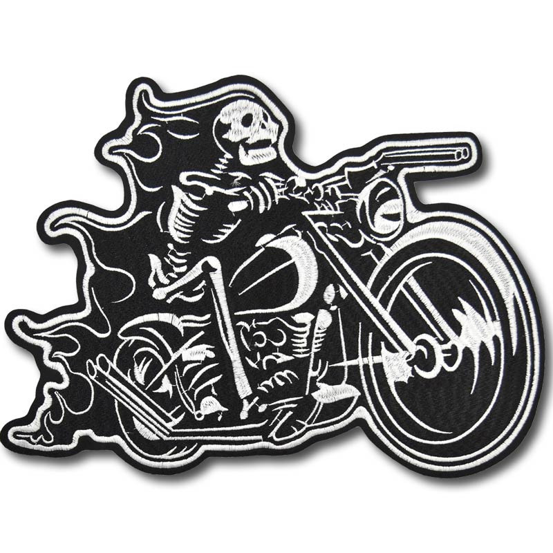 Naszywka duża Skeleton on Bike XXL na plecy 30 cm x 24 cm