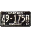 Tablica rejestracyjna USA Mississippi 1967 Montgomery 49-1758