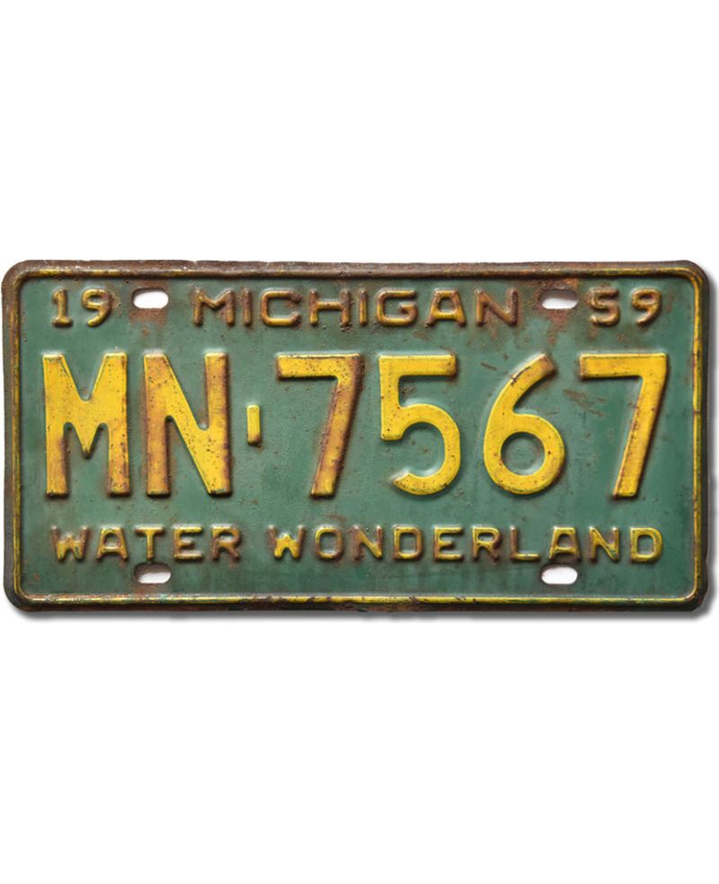 Tablica rejestracyjna USA Michigan 1959 Green MN-7567