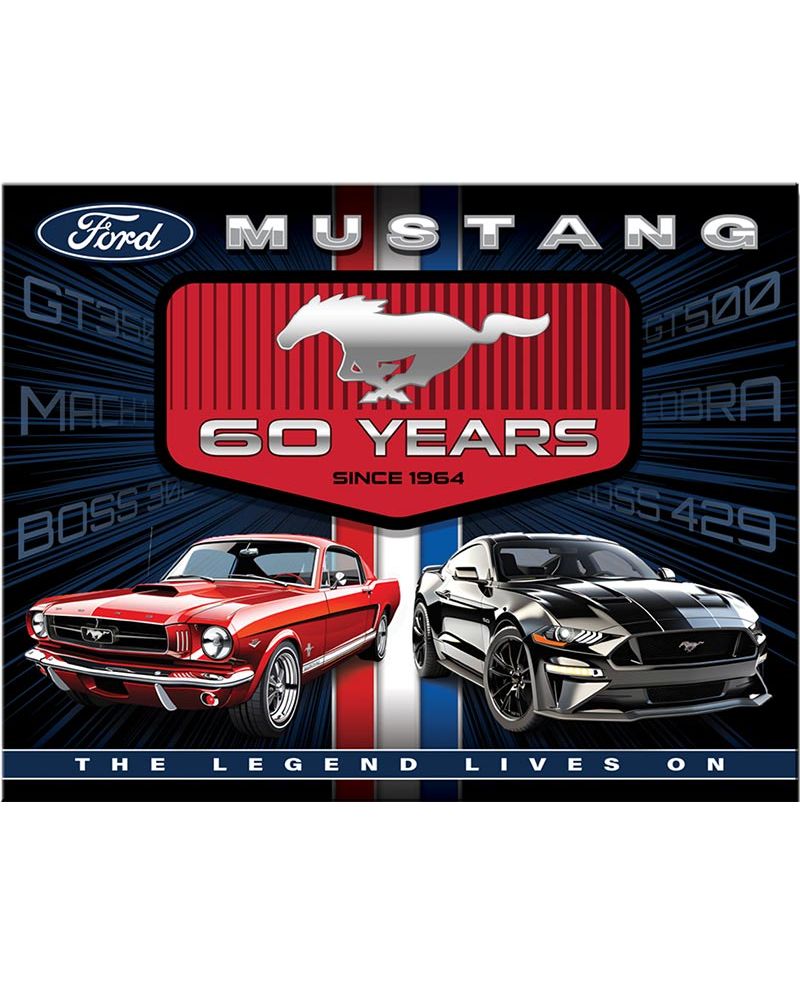 Plechová cedule Ford Mustang 60 Years 40 cm x 32 cm