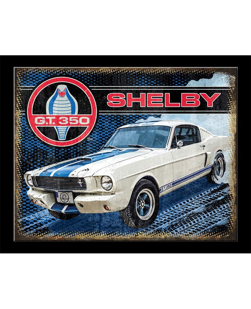 Plechová cedule Shelby Cobra GT 350 white 40 cm x 32 cm