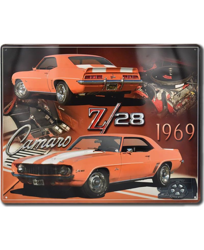 Plechová cedule Chevrolet Camaro Z28 Orange 30 cm x 38 cm