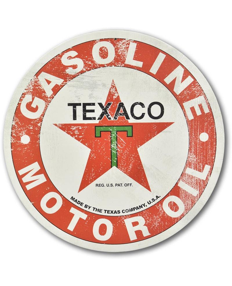 Plechová cedule Texaco Gasoline Motor Oil 30 cm