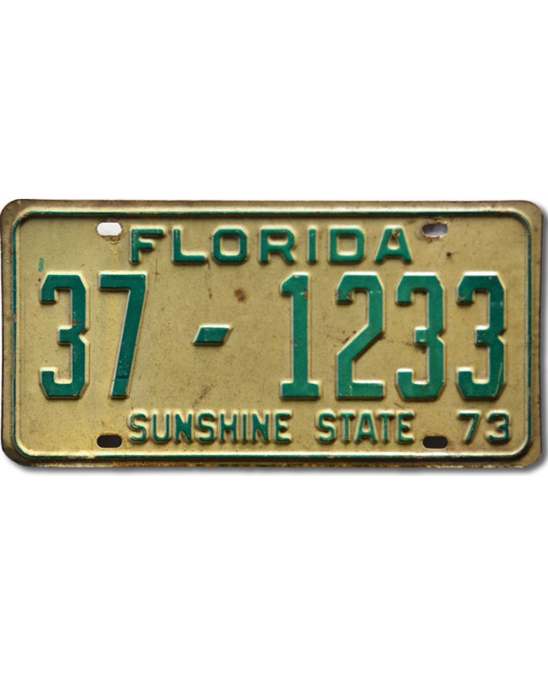 Americká SPZ Florida 1973 Sunshine Green 37-1233